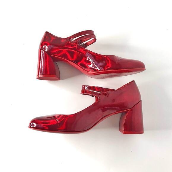 Christian Louboutin Miss Jane 55 Iridescent Patent Red Maryjane Pumps 36 - Picture 5 of 7